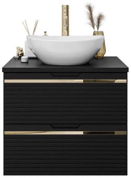 Lookway Badmöbel-Set ARTEMIS I 60 cm Badezimmer-Set mit Waschbeckenunterschrank und Spiegel, (Badezimmerschrank mit wählbarem Spiegel, Becken und Armatu), mit Soft-Close-System