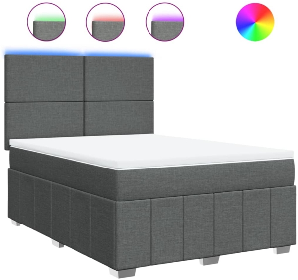 vidaXL Boxspringbett mit Matratze Dunkelgrau 140x190 cm Stoff 3293957