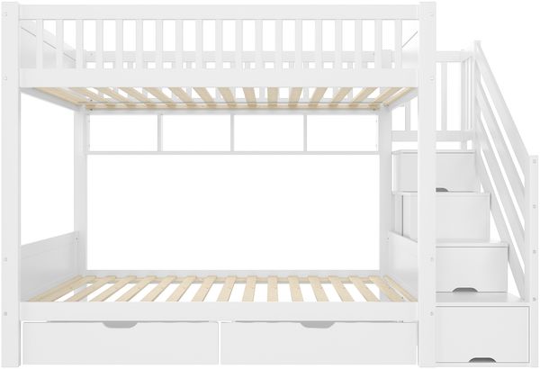 Etagenbett(Ohne Matratze),Kinderbett,mit Schublade,mit Regal,mit Kleiderschrank,mit Staufach,90x200cm,Weiß Bild 10