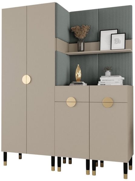 ABIKS MÖBEL Kompaktgarderobe PALERMO Set 7 Garderobe mit gepolsterten Paneelen, Industriell Design