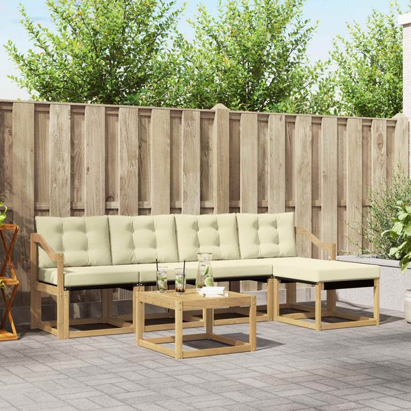 vidaXL Outdoor-Sofagarnitur mit Kissen 6 pcs Weiß und Creme 3389412