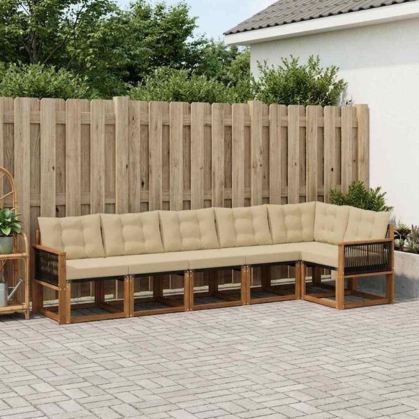 vidaXL Outdoor-Sofagarnitur mit Kissen 6 pcs Natur und Beige 3381985