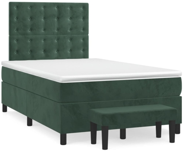 vidaXL Boxspringbett mit Matratze Dunkelgrün 120x200 cm Samt 3138076