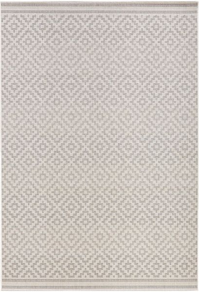 In- & Outdoor Teppich Raute grau/creme - 80x200x0,8cm