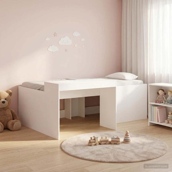 vidaXL Hochbett mit Schreibtisch für Kinder Weiß 75 x 190 cm 3422683