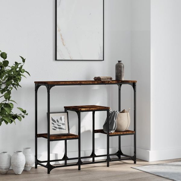 vidaXL Konsolentisch Räuchereiche 89,5x28x76 cm Holzwerkstoff 833385