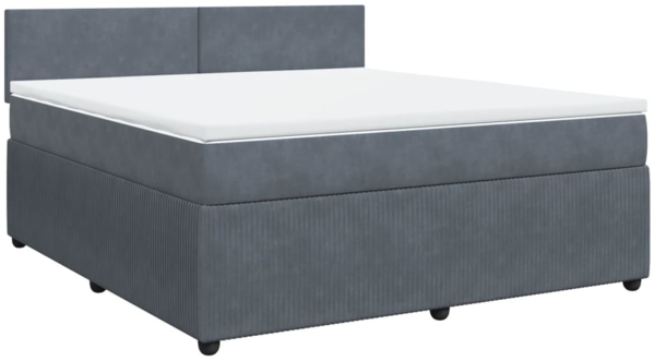 vidaXL Boxspringbett mit Matratze Dunkelgrau 180x200 cm Samt 3287801