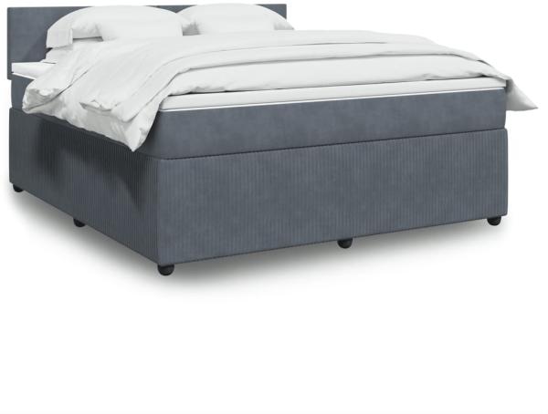 vidaXL Boxspringbett mit Matratze Dunkelgrau 180x200 cm Samt 3287801