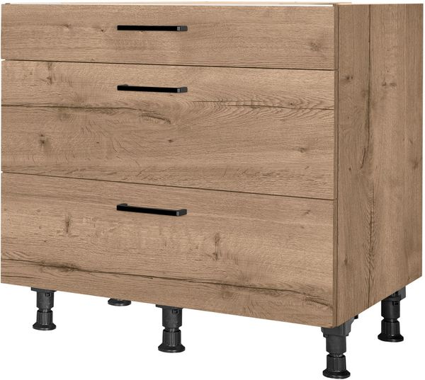 nobilia® Unterschrank "Structura", vormontiert, mit höhenverstellbaren Sockelfüßen, in den Breiten 30, 45, 60 und 90 cm, mit Schubkasten und Auszügen