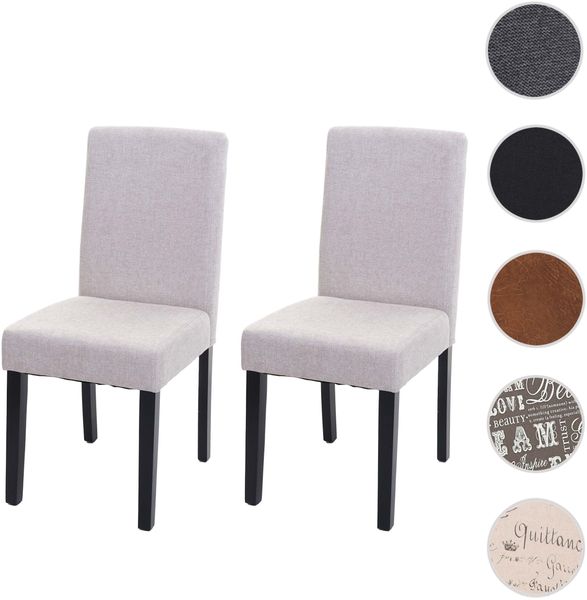 2er-Set Esszimmerstuhl Stuhl Küchenstuhl Littau ~ Textil, creme-beige, dunkle Beine Bild 8