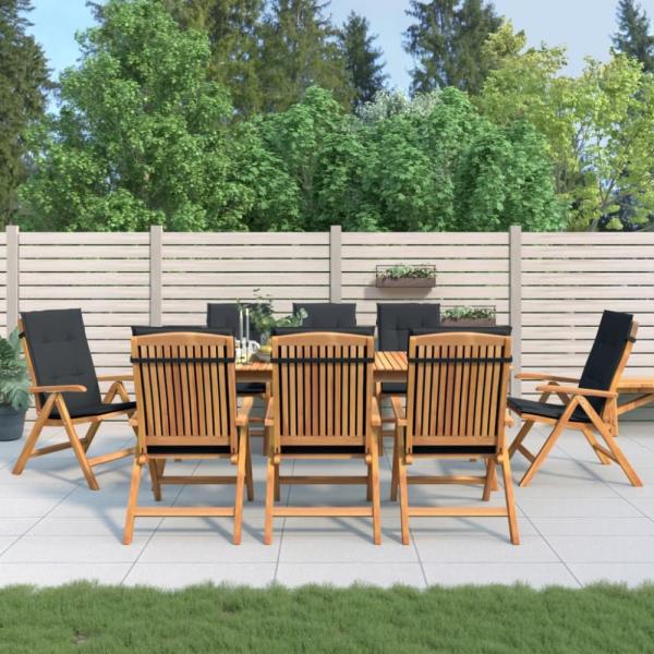 vidaXL Gartenstühle mit Auflagen 8 Stk. Massivholz Teak 3196530