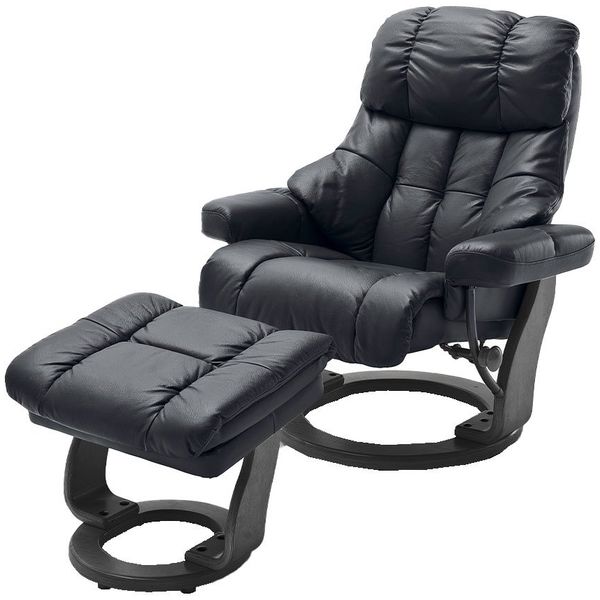 Relaxsessel mit Hocker Calgary / Calgary XXL, Leder, Schwarz, 97 x 110 x 92 cm