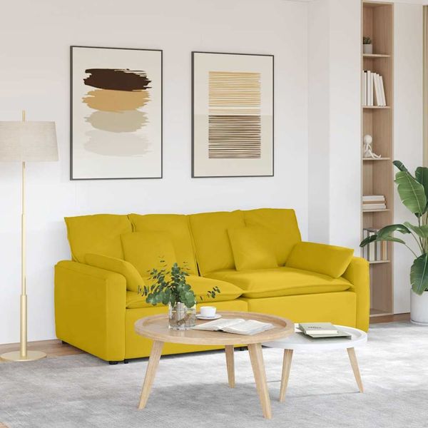 vidaXL Modulares Sofa mit Kissen Gelb 3321135