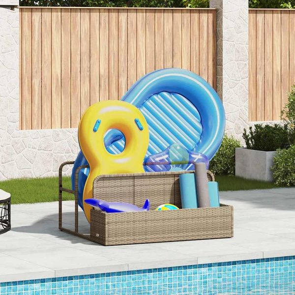 vidaXL Pool Aufbewahrungsbehälter Beige 110x100x57 cm Poly Rattan 4104091