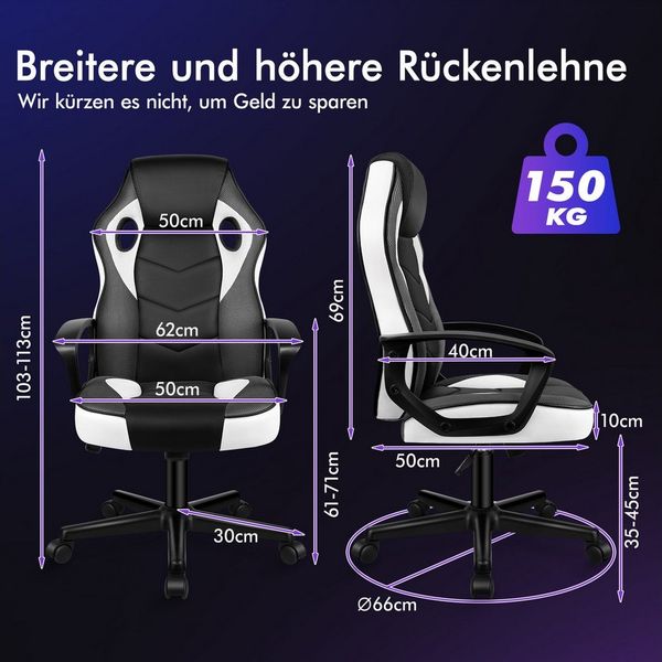 ALFORDSON Bürostuhl Racing Schreibtischstuhl, Drehbarer PC-Gaming-Stuhl (1 St), Ergonomischer, höhenverstellbarer und gepolsterter Polsterstuhl