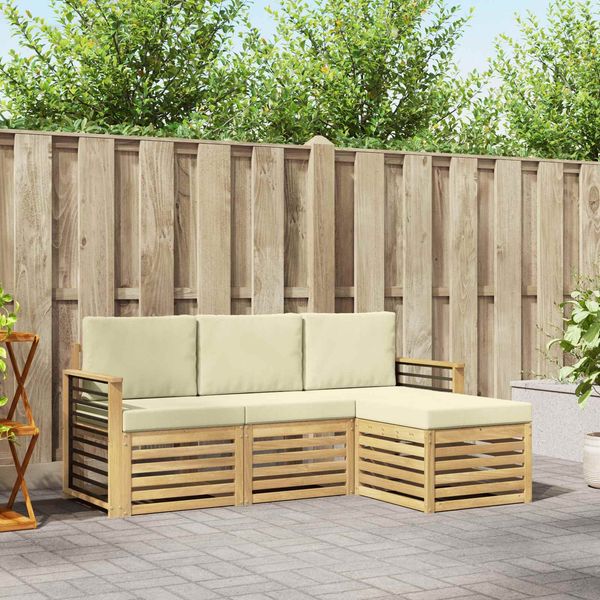 vidaXL Outdoor-Sofagarnitur 4 pcs Weiß und Creme 189,5 x 122,5 x 73 cm 3391645