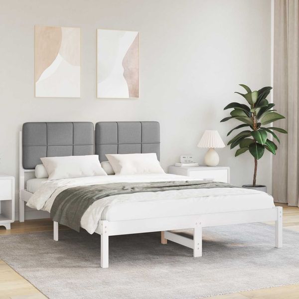 vidaXL Bettgestell mit gepolstertem Kopfteil Hellgrau 135 x 190 cm 877993