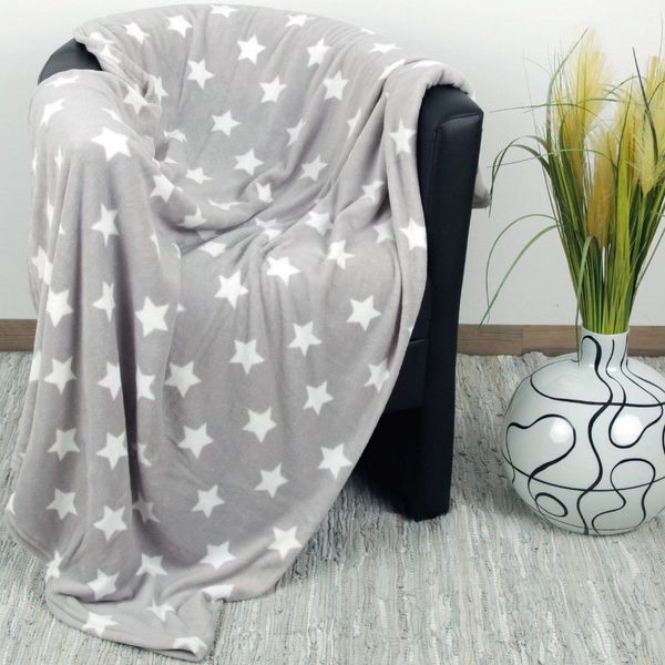 Kuscheldecke mit Sternen Hellgrau 180x220 cm