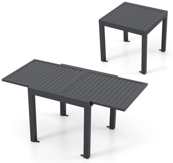 COSTWAY Gartentisch, Aluminium ausziehbar, 80/160x80 cm rechteckig