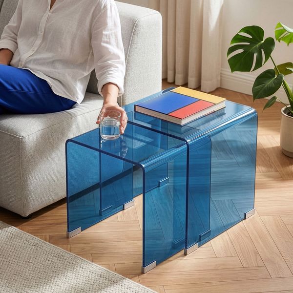 Satztisch Kariengem 2-tlg. Glas Blau [en. casa]