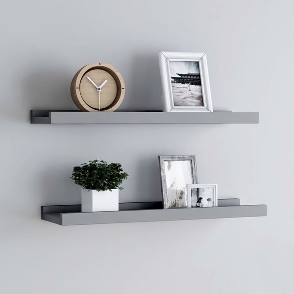 vidaXL Wandregale, 2 Stk., MDF grau, 40 x 9 x 3 cm