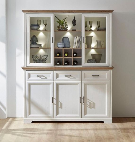 Buffet Geschirrschrank JASMIN Pinie weiß Nachbildung