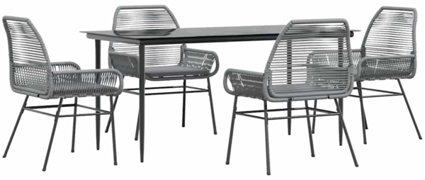 vidaXL 5-tlg. Garten-Essgruppe mit Kissen Grau Poly Rattan Glas 3334481