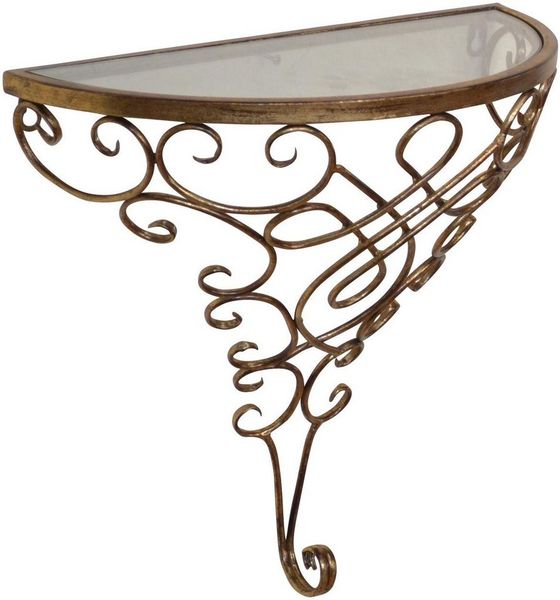 Wandkonsole aus Metall, Gold