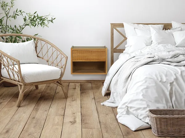 Vente-unique - REVUKA Bedside table Holz, Platte Beige - B 30 cm x H 35 cm x L 47 cm