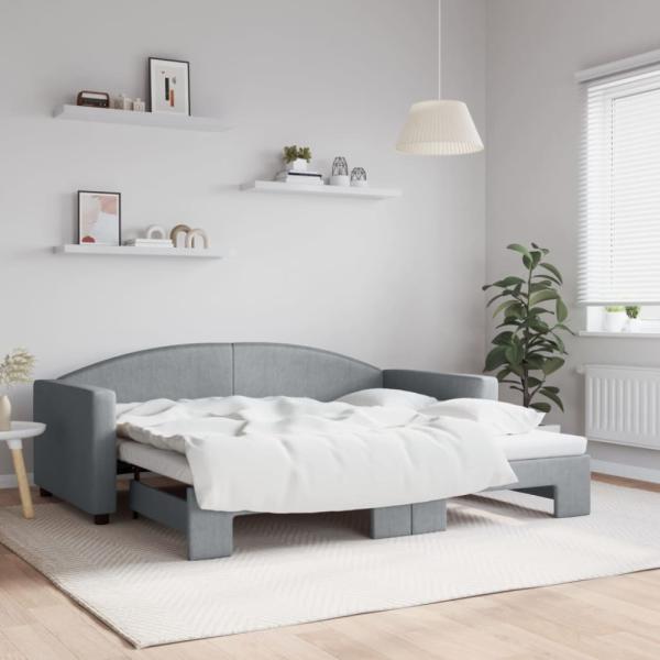 vidaXL Tagesbett Ausziehbar Hellgrau 90x190 cm Stoff 3197198