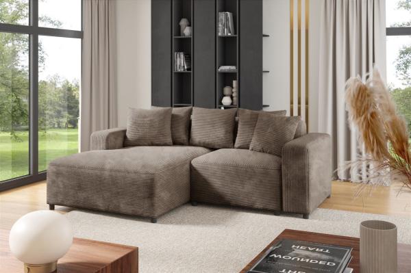 Ecksofa Designersofa Sofa MEGAN XS in Stoff Poso Cappuccino Ottomane Links