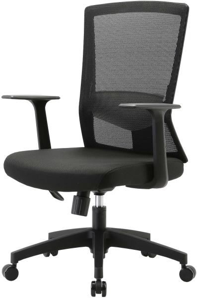 Bürostuhl HWC-J90, Schreibtischstuhl, ergonomische S-förmige Rückenlehne, verstellbare Taillenstütze ~ schwarz