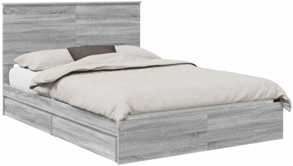 vidaXL Aufbewahrungsbett Graues Sonoma 140 x 200 cm Holzwerkstoff 3411206
