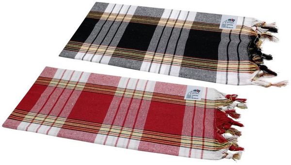 my Hamam Hamamtücher Hamamtuch Set 2 Stück kariert schwarz und rot, Baumwolle, Polyester (Spar-Set, 2-St), saugstark und pflegeleicht
