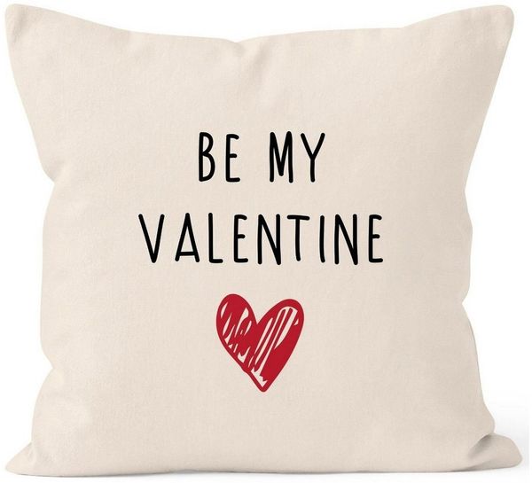 MoonWorks Dekokissen Kissen-Bezug Be my Valentine Geschenk Valentinstag Love Liebe Kissen-Hülle Deko-Kissen Baumwolle MoonWorks®