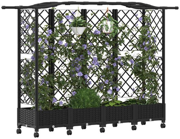 vidaXL Hochbeet mit Rankgitter und Dach Schwarz 203,5 x 40 x 129 cm PP 3423153 Bild 3