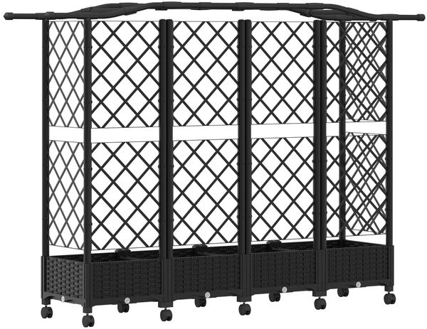 vidaXL Hochbeet mit Rankgitter und Dach Schwarz 203,5 x 40 x 129 cm PP 3423153 Bild 5