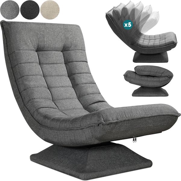 CASARIA® Bodenstuhl mit verstellbarer Rückenlehne Grau