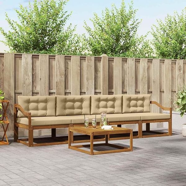 IKAYAA Holz-Garten-Sofa-Set – Ecksofa aus massivem Holz für Terrasse und Außenbereich, robustes Sitzgruppen-Set für entspannte Stunden im Freien