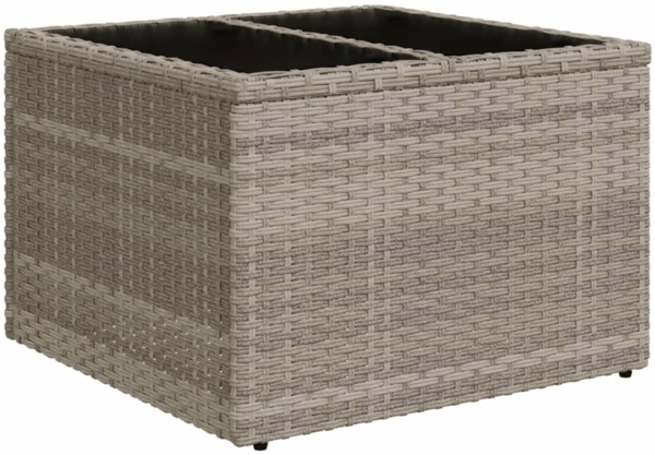 vidaXL Gartentisch mit Glasplatte Hellgrau 55x55x37 cm Poly Rattan 366182