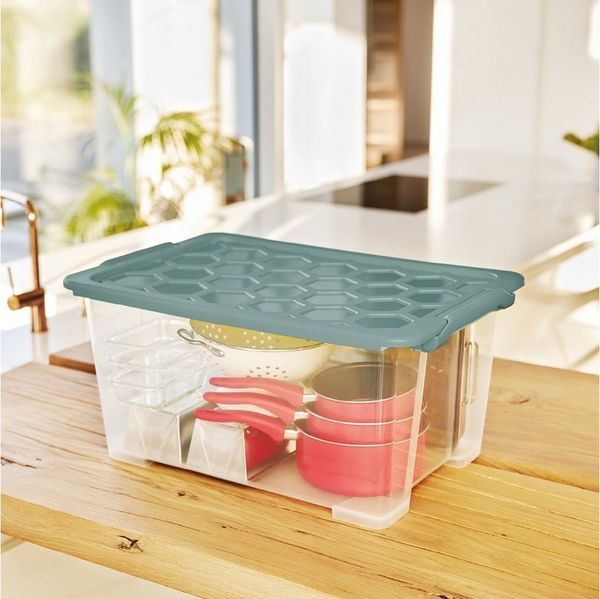 ROTHO Aufbewahrungsbox Evo Safe Keeping 3er-Set Box 44l mit Deckel, recyceltem Kunststoff