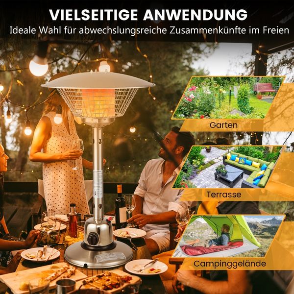 Terrassenheizer für Tischplatte mit 4000 W Heizleistung & Überhitzungsschutz Tischheizer Silber