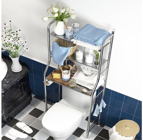 GarveeMore Badregal Metall-Organisationsregal über der Toilette mit abnehmbaren Handtuchha, Toilettenaufbewahrung Papierhalter Badezimmer-Organizer über derToilet
