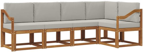 vidaXL Outdoor-Sofagarnitur mit Kissen 5 pcs Natürlich und Hellgrau 3366409 Bild 2