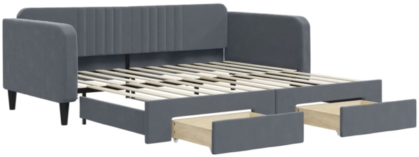 vidaXL Tagesbett Ausziehbar mit Schubladen Dunkelgrau 100x200 cm Samt 3197119