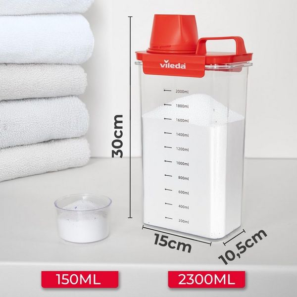 Vileda Aufbewahrungsbox Waschmittelbox 2300ml rot (Komplett-Set, Set)