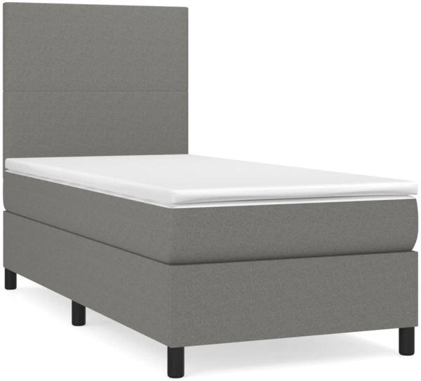 vidaXL Boxspringbett mit Matratze Dunkelgrau 90x190 cm Stoff 3141578