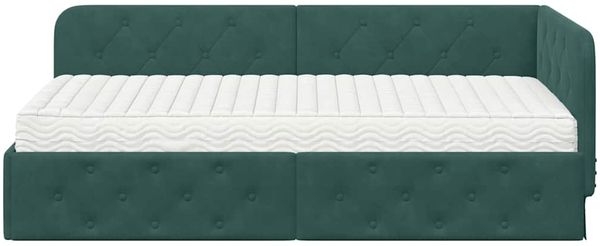 vidaXL Eckbettgestell Dunkelgrün 90 x 190 cm Samt 3394074 Bild 5