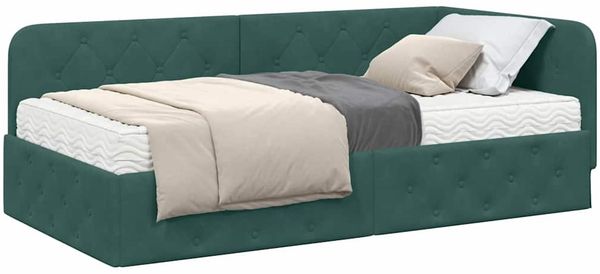 vidaXL Eckbettgestell Dunkelgrün 90 x 190 cm Samt 3394074 Bild 3