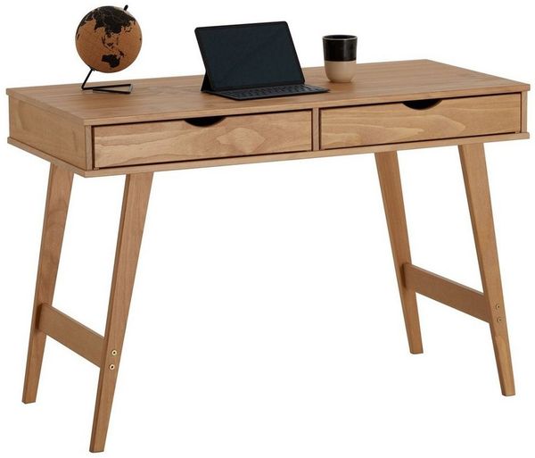 IDIMEX Schreibtisch MILO, Bürotisch mit 2 Schubladen aus Massivholz Konsolentisch natur